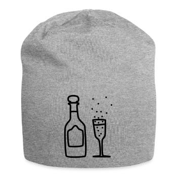 Sparkling wine with glass 2 - Jersey Beanie - heather grey - Front
