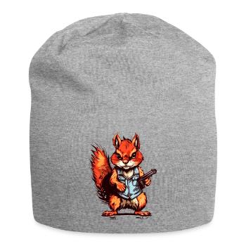 Eichhörnchen als bewaffneter Söldner - Jersey-Beanie - Grau meliert - Vorne