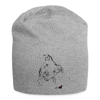 black pit bull - Jersey Beanie - heather grey - Front