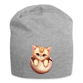 Chaton éclot de l’œuf, Mignon design animal - Bonnet en jersey - gris chiné - Devant