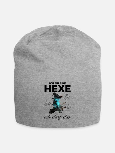 Ich bin eine HEXE ich darf das - Jersey-Beanie - Grau meliert