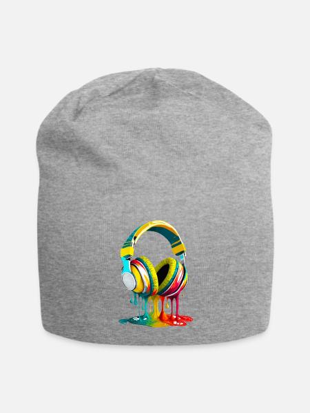 Kopfhörer - Jersey-Beanie - Grau meliert