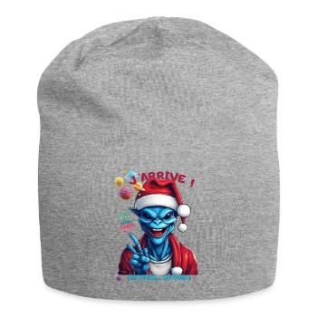 Alien père Noël peace and love - Bonnet en jersey - gris chiné - Devant
