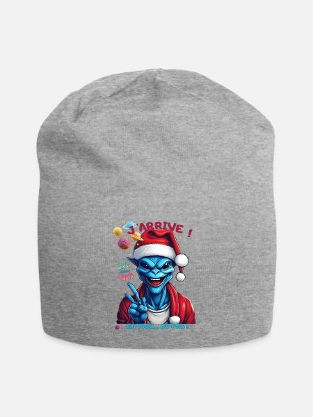 Alien père Noël peace and love - Bonnet en jersey - gris chiné