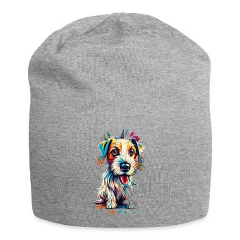 Jack Russel Terrier Farbenfroh - Jack Russel - Jersey-Beanie - Grau meliert - Vorne