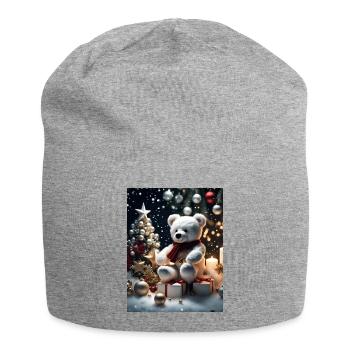 Teddy wishes you a Merry Christmas - Jersey Beanie - heather grey - Front