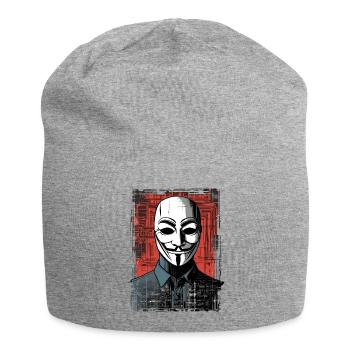 Anonymous Maske - Jersey-Beanie - Grau meliert - Vorne