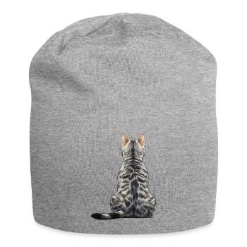 Ägyptische Mau - Jersey-Beanie - Grau meliert - Vorne