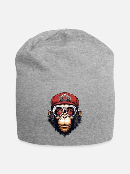 Cooler Affe - Jersey-Beanie - Grau meliert