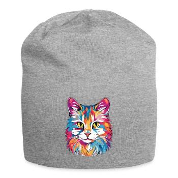 Chat - Bonnet en jersey - gris chiné - Devant