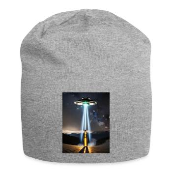 alien abduction beer pun I want to beerlieve - Jersey Beanie - heather grey - Front
