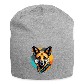 Afrikanischer Wildhund - Jersey-Beanie - Grau meliert - Vorne