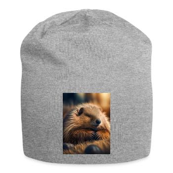 Niedliche Tiere im Winterschlaf – Murmeltier - Jersey-Beanie - Grau meliert - Vorne