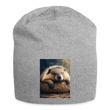 Niedliche Tiere im Winterschlaf – Murmeltier - Jersey-Beanie - Grau meliert - Vorne