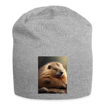 Niedliche Tiere im Winterschlaf – Murmeltier - Jersey-Beanie - Grau meliert - Vorne