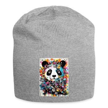 Panda greffiti geometry - Jersey Beanie - heather grey - Front