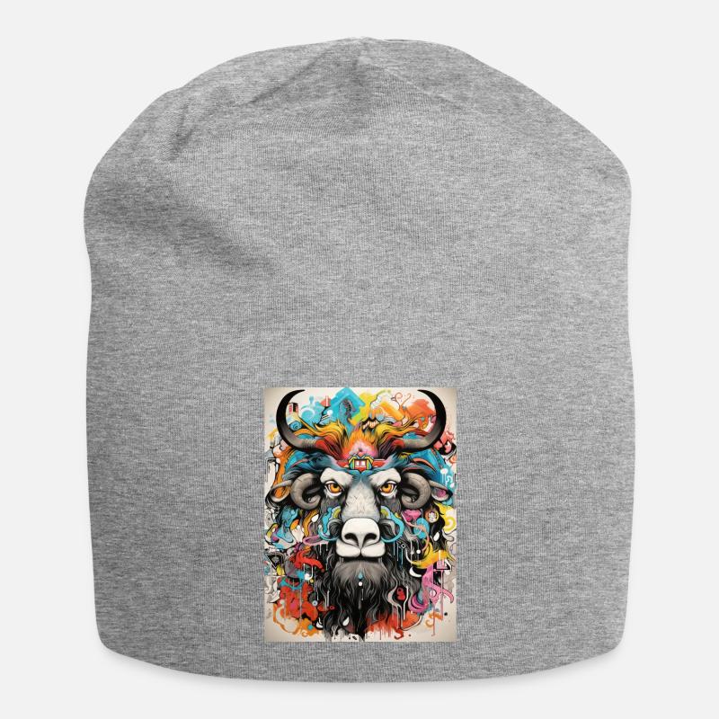 Bison Graffiti Geometry - Jersey Beanie - heather grey