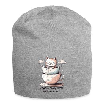 Réveil en chargement, humour de chat ! - Bonnet en jersey - gris chiné - Devant