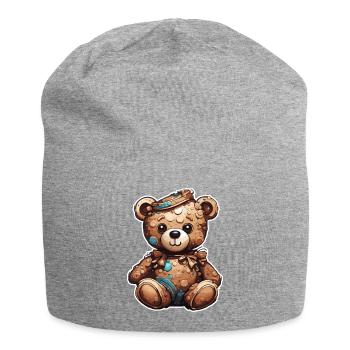 Teddybär / Kuscheltier / Stofftier / Geschenkidee - Jersey-Beanie - Grau meliert - Vorne