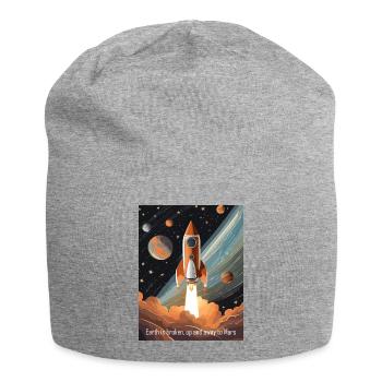Die Erde ist kaputt, auf zum Mars! - Jersey-Beanie - Grau meliert - Vorne