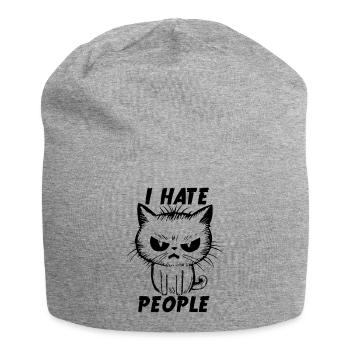Je déteste les gens Chemise - Bonnet en jersey - gris chiné - Devant