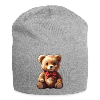 Teddybär - Jersey-Beanie - Grau meliert - Vorne