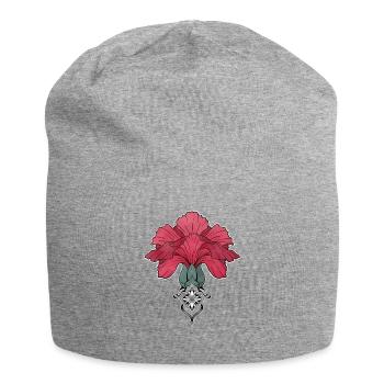 Nelke und Ornament im Jugendstil - Jersey-Beanie - Grau meliert - Vorne