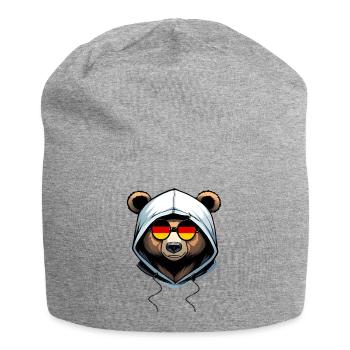 Bear wearing a hoodie - Jersey Beanie - heather grey - Front