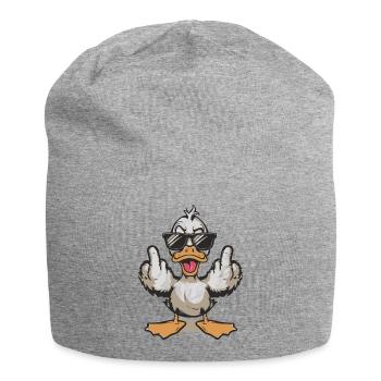 Canard dans des lunettes de soleil donnant le doigt d’honneur - Bonnet en jersey - gris chiné - Devant
