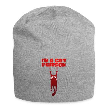 I'm a cat person - Jersey Beanie - heather grey - Front