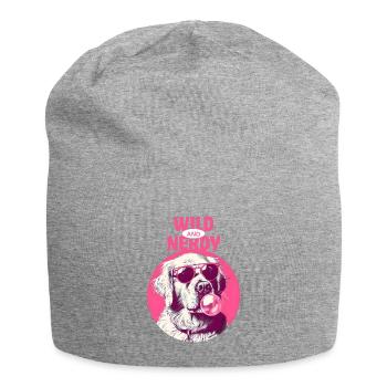 Labrador avec lunettes de soleil et chewing-gum rose - Bonnet en jersey - gris chiné - Devant