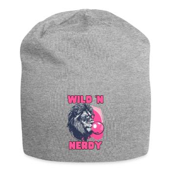 Löwe mit Kaugummi und Brille - Jersey-Beanie - Grau meliert - Vorne