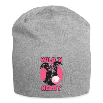 Deutsche Dogge mit Brille und Kaugummi - Jersey-Beanie - Grau meliert - Vorne