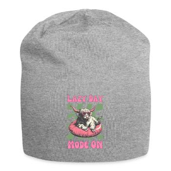 Hochlandrind Sonnenbrille pinkem Gummireifen - Jersey-Beanie - Grau meliert - Vorne