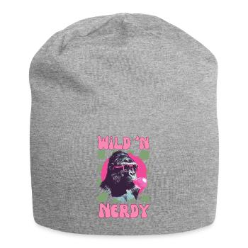 Gorilla with Sunglasses and Chewing Gum Pink - Jersey Beanie - heather grey - Front