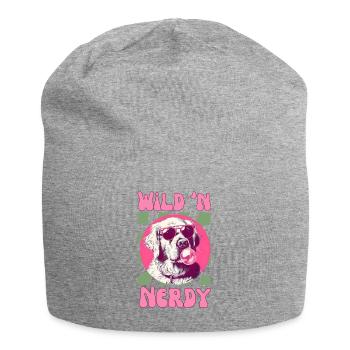 Labrador avec lunettes de soleil et chewing-gum rose - Bonnet en jersey - gris chiné - Devant