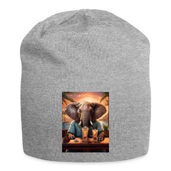 Éléphant au bar - Bonnet en jersey - gris chiné - Devant