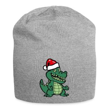 Crocodile Christmas - Jersey Beanie - heather grey - Front