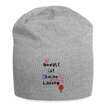 ,,Gewalt ist (k)eine Lösung" Tagesimpuls - Jersey-Beanie - Grau meliert - Vorne