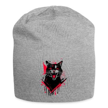 Katze Wildkatze Street Art - Jersey-Beanie - Grau meliert - Vorne