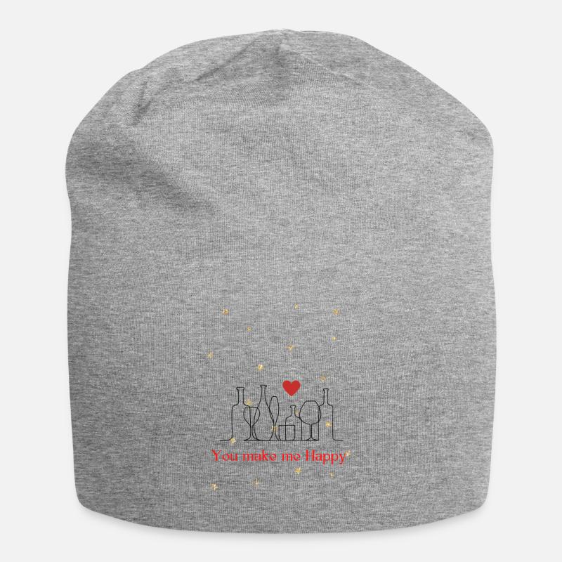 Tu me rends heureux - Bonnet en jersey - gris chiné