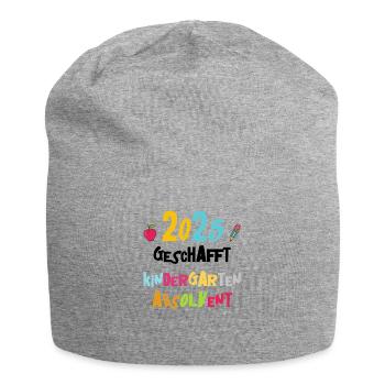 Abschied Kindergarten 2025 Geschenk Mädchen Jungen - Jersey-Beanie - Grau meliert - Vorne