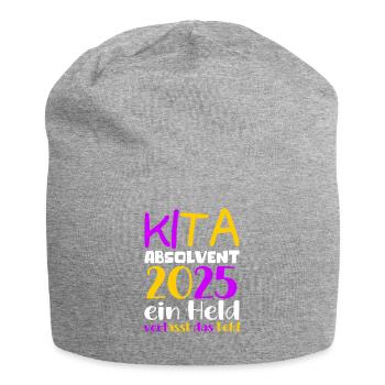 Abschied Kindergarten 2025 Geschenk Mädchen Jungen - Jersey-Beanie - Grau meliert - Vorne