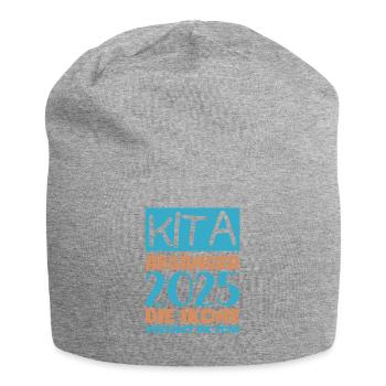 Abschied Kindergarten 2025 Geschenk Mädchen Jungen - Jersey-Beanie - Grau meliert - Vorne