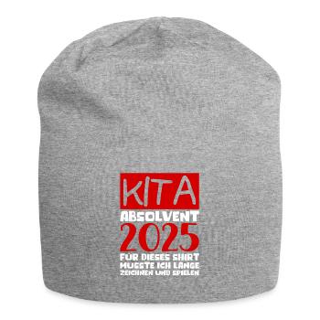 Abschied Kindergarten 2025 Geschenk Mädchen Jungen - Jersey-Beanie - Grau meliert - Vorne