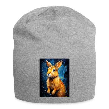 Kaninchen in der digitalen Kunst - Jersey-Beanie - Grau meliert - Vorne