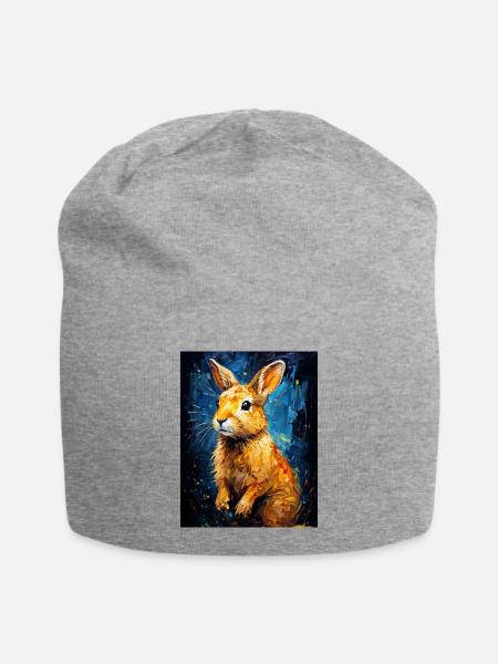Rabbit in digital art - Jersey Beanie - heather grey