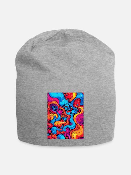 Abstract art of colorful swirls - Jersey Beanie - heather grey