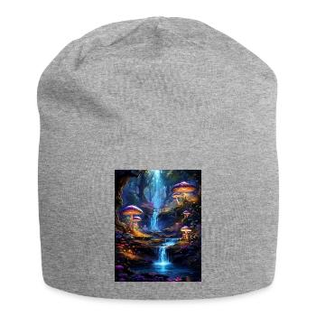 Magical Forest with Waterfall - Jersey Beanie - heather grey - Front