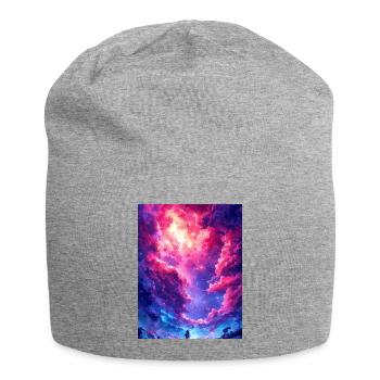 Magischer Sonnenuntergang - Jersey-Beanie - Grau meliert - Vorne